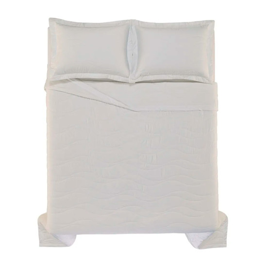 Imagem COLCHA NOVARA COM PORTA TRAVESSEIROS KING 100% ALGODÃO BRANCO - TRUSSARDI