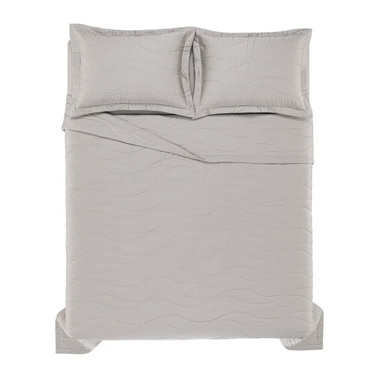 Imagem COLCHA NOVARA COM PORTA TRAVESSEIROS KING 100% ALGODÃO MARMO - TRUSSARDI