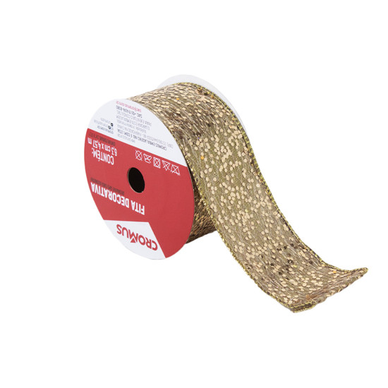 Imagem FITA NATALINA DECORATIVA DOURADA 6,3X4,57 CM