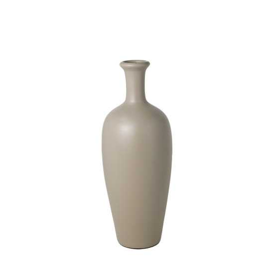 Imagem VASO GARRAFA DECORATIVO CINZA FOSCO  CERÂMICA 34X12X12 CM