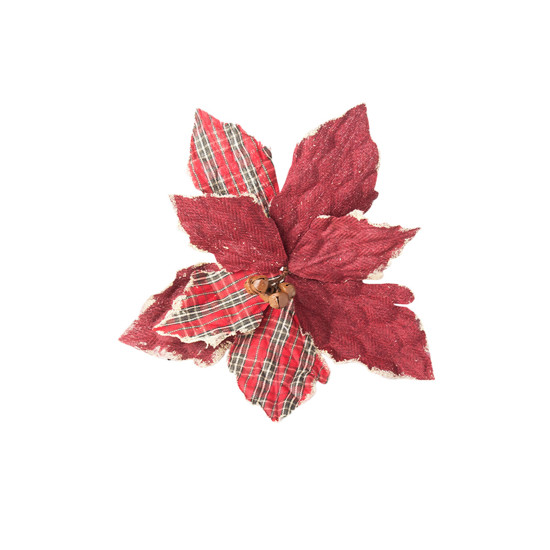 Imagem POINSETIA DECORATIVA DE NTAL COR XADREZ 30CM - TOK DA CASA