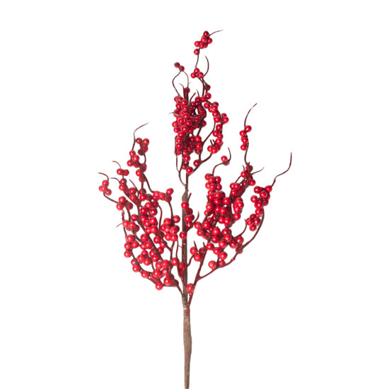 Imagem HASTE DE BERRIES VERMELHAS DECORATIVAS EM METAL E PLÁSTICO MOLDÁVEL 70X10 CM - GRILLO