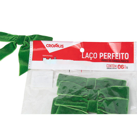 Imagem JOGO DE 6 LAÇOS PRONTOS DECORATIVO EM VELUDO VERDE 8X10CM