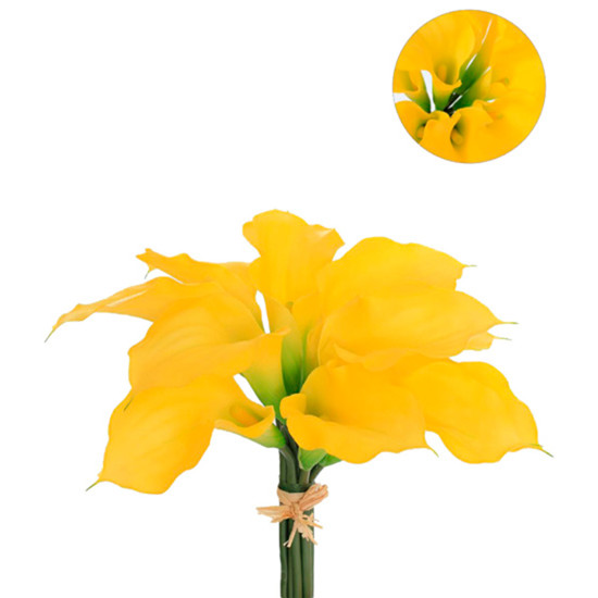 Imagem BUQUÊ DECORATIVO DE COPO DE LEITE AMARELO EM PLÁSTICO MOLDÁVEL 30X22CM - GRILLO