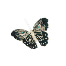 Imagem de BORBOLETA VERDE VELUDO COM GLITER DECORATIVA PARA PENDURAR 15CM - Yangzi Brasil Corporation S A 