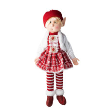 Imagem de DUENTE NATALINO DECORATIVO NA COR VERMELHO EM BRANCO EM PLÁSTICO E TECIDO 43X20X10 CM - Cromus Embalagens Ind. E Com. Ltda
