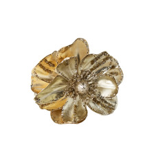 Imagem de MAGNOLIA DECORATIVA COR VERMELHO COM GLITTER DOURADO 19CM - TOK DA CASA - Cromus Embalagens Ind. E Com. Ltda