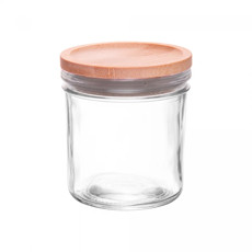 Imagem de PORTA MANTIMENTO EM VIDRO COM TAMPA EM BAMBU 9,5X8,5CM - WOLFF - Rojemac Impotacao E Exportacao Ltda