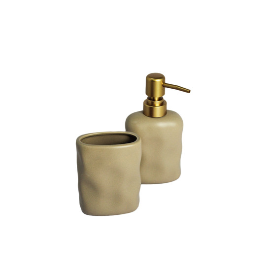 Imagem CONJUNTO ORGANIC 2 PEÇAS PARA BANHEIRO EM CERÂMICA BEGE - WOLFF