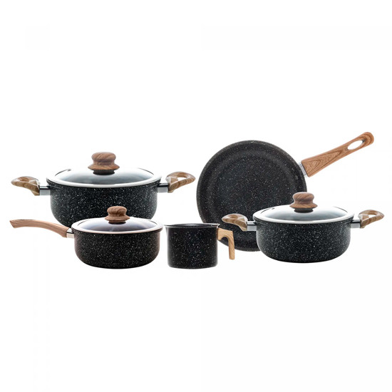 Imagem CONJUNTO 5 PANELAS DE INDUÇÃO GRANILITE ALUMÍNIO PRETO REVESTIMENTO CERÂMICO - WOLFF