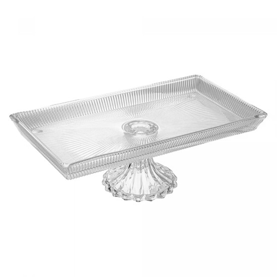 Imagem TRAVESSA LINES EM CRISTAL COM PÉ 11,5X34,5X18,5CM - WOLFF