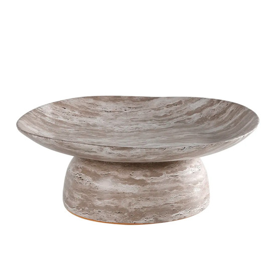 Imagem CENTRO DE MESA DECORATIVO EM CERÂMICA CINZA MARMORIZADO COM PÉ 13X35X30CM - CROSS