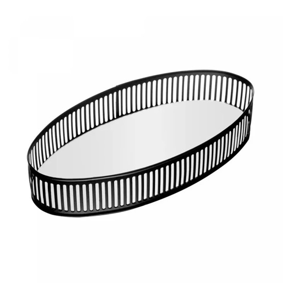 Imagem BANDEJA BERLIN OVAL ESPELHADA EM METAL PRETO 5X23X12CM - CROSS
