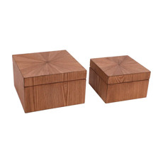 Imagem de CONJUNTO 2 CAIXAS QUADRADAS DECORATIVAS EM MADEIRA - CROSS - Cross Comercial Ltda