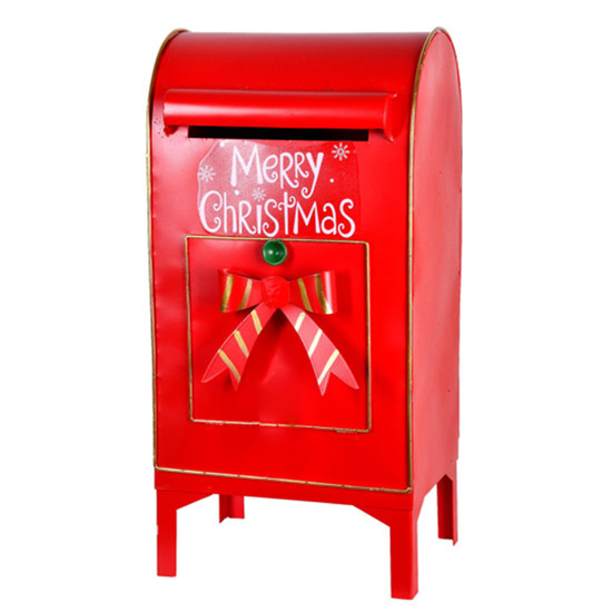 Imagem CAIXA CORREIOS MERRY CHRISTMAS DECORATIVA EM METAL VERMELHA 50CM - GRILLO