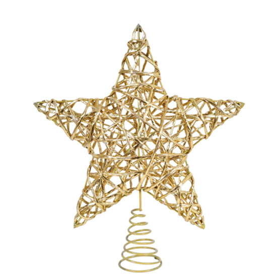 Imagem PONTEIRA ESTRELA TOPO DE ÁRVORE ARAMADA DOURADA EM METAL 25CM - GRILLO