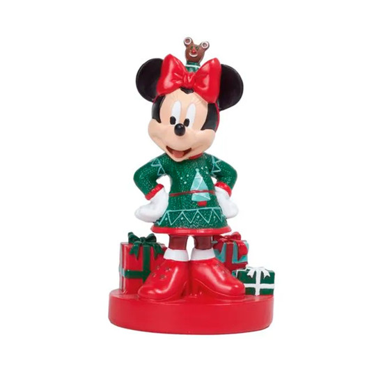 Imagem MINNIE NATALINA EM PÉ COM PRESENTES EM RESINA 17X9,5X7,5CM - CROMUS