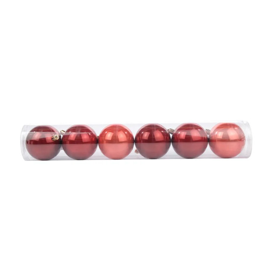 Imagem TUBO COM 6 BOLAS DE NATAL CASSIS PEROLADA EM PLÁSTICO 7CM - CROMUS