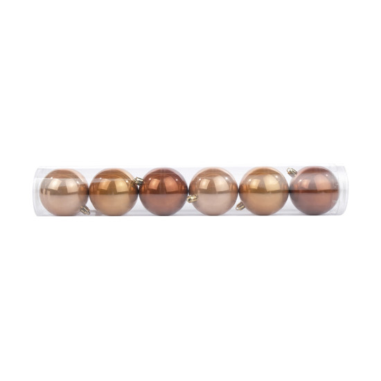 Imagem TUBO COM 6 BOLAS LISAS DE NATAL PEROLADAS EM PLÁSTICO 8CM - CROMUS