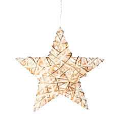 Imagem de ESTRELA DECORATIVA BRANCA E DOURADA DE PENDUAR COM LED 40X10CM - CROMUS - Cromus Embalagens Ind E Com Ltda