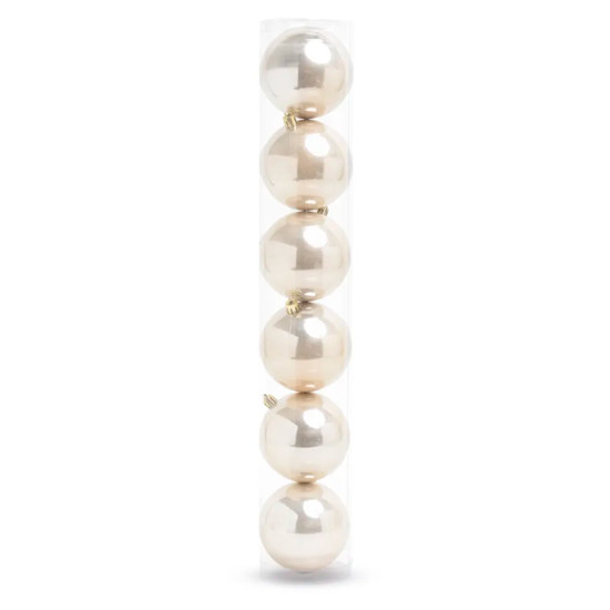 Imagem TUBO COM 6 BOLAS LISAS DE NATAL CHAMPAGNE PEROLADO EM PLÁSTICO 6CM - CROMUS