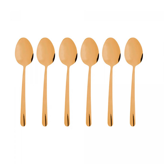 Imagem CONJUNTO 6 COLHERES PARA SOBREMESA DOURADO VIENA EM AÇO INOX - GRILLO