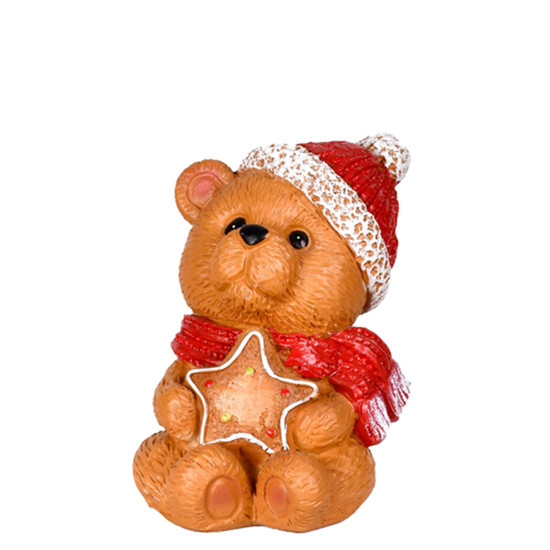Imagem URSO NOEL DECORATIVO EM RESINA VERMELHO 14X10X10CM - GRILLO