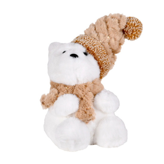 Imagem URSO POLAR COM GORRO E CACHECOL DECORATIVO 19X14X12CM - GRILLO