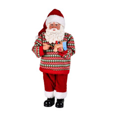 Imagem de PAPAI NOEL DECORATIVO COM GORRO E SUETER VERMELHO E VERDE 46X20X13CM - GRILLO - Grillo Ltda