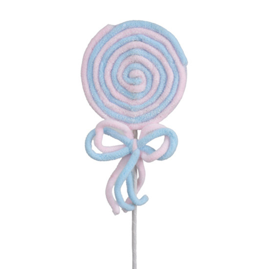 Imagem HASTE DECORATIVA PIRULITO ROSA E AZUL EM POLIÉSTER E METAL 42X10CM - GRILLO