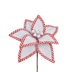 Imagem de HASTE DECORATIVA DE POINSÉTIA VERMELHA E BRANCA EM POLIÉSTER 20X25CM - GRILLO - Grillo Ltda