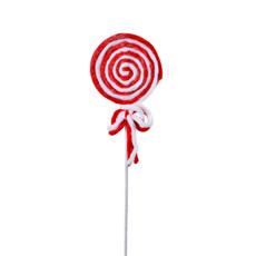 Imagem de HASTE DECORATIVA PIRULITO VERMELHO E BRANCO EM POLIÉSTER E METAL 42X10CM - GRILLO - Grillo Ltda