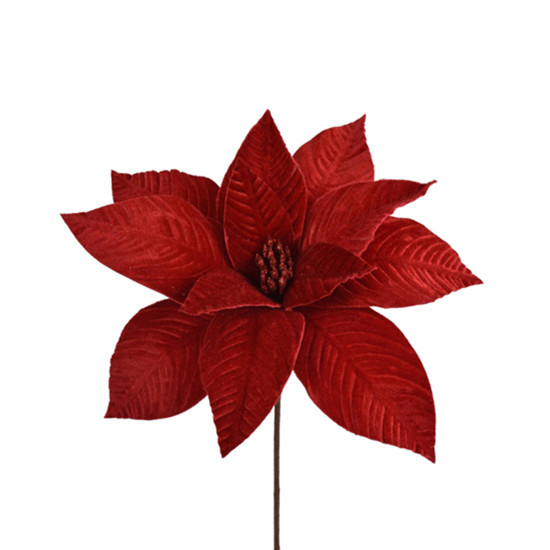 Imagem HASTE DECORATIVA DE POINSÉTIA VERMELHA EM POLIÉSTER 20X10CM - GRILLO