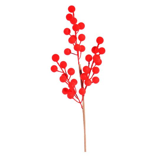 Imagem HASTE DE BOLINHAS NATALINA VERMELHO AVELUDADO EM PLÁSTICO E ISOPOR 39CM - CROMUS