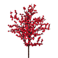 Imagem de HASTE DECORATIVA DE BERRIES VERMELHAS EM PLÁSTICO E METAL 60CM - GRILLO - Grillo Ltda