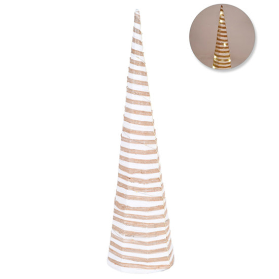 Imagem ÁRVORE DE NATAL CONE BRANCA E BEGE ARAMADA DECORATIVA EM METAL COM LED - GRILLO