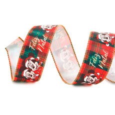 Imagem de FITA ARAMADA NATALINA MICKEY XADREZ 3,8CM X 9,14M EM POLIÉSTER - CROMUS - Cromus Embalagens Ind E Com Ltda