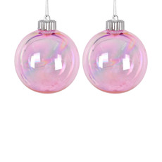 Imagem de JOGO 2 BOLAS NATALINAS DECORATIVAS ROSA IRIDESCENTE EM PLÁSTICO 10CM - GRILLO - Grillo Ltda