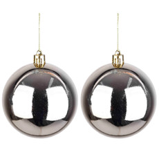 Imagem de BOLA NATALINA DECORATIVA METALIZADA 8CM CHAMPAGNE 2 PEÇAS - GRILLO - Grillo Ltda