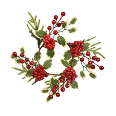 Imagem de GUIRLANDA DECORATIVA DE AZEVINHO VERMELHO EM PLÁSTICO E FERRO 32CM - GRILLO - Grillo Ltda