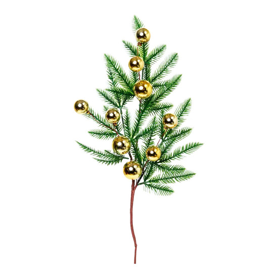 Imagem HASTE DECORATIVA DE PINHEIRO COM BOLAS NATALINAS DOURADAS EM PLÁSTICO - CROMUS