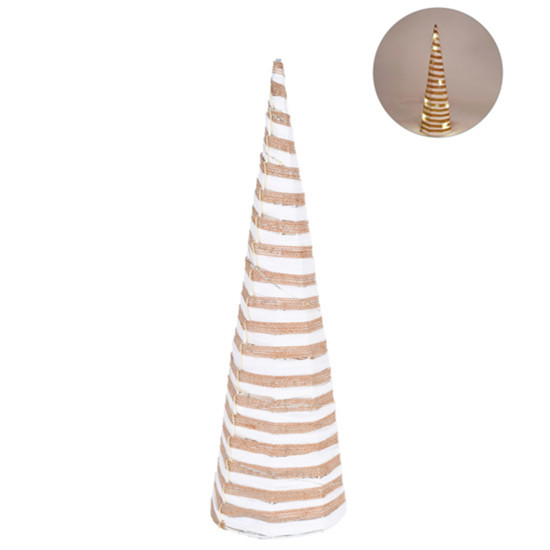 Imagem ÁRVORE DE NATAL CONE BRANCA E BEGE ARAMADA DECORATIVA EM METAL COM LED - GRILLO