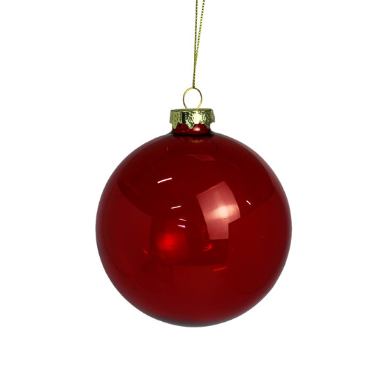 Imagem BOLA NATALINA DECORATIVA VERMELHA DE VIDRO VERMELHO TRANSPARENTE 10CM - GRILLO