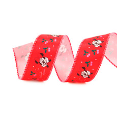 Imagem de FITA ARAMADA NATALINA MINNIE CEREJA 3,8CM X 9,14M EM POLIÉSTER - CROMUS - Cromus Embalagens Ind E Com Ltda