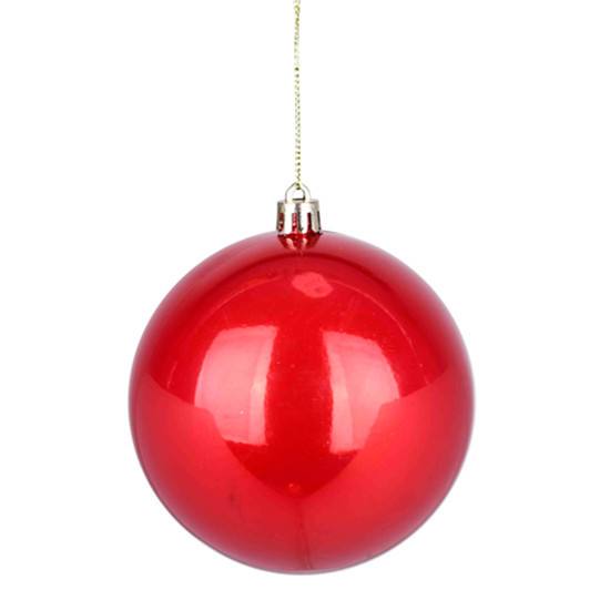 Imagem BOLA NATALINA DECORATIVA VERMELHA PEROLADA 10CM EM PLÁSTICO - GRILLO