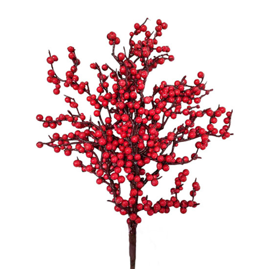 Imagem HASTE DECORATIVA DE BERRIES VERMELHAS EM PLÁSTICO E METAL 50CM - GRILLO
