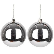 Imagem de BOLA NATALINA LISA METALIZADA PRATA 8CM 2 PEÇAS EM PLÁSTICO - GRILLO - Grillo Ltda