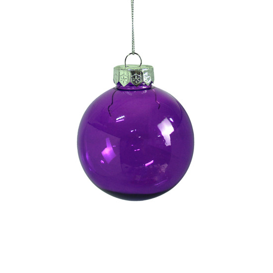 Imagem CAIXA COM 3 BOLAS DE NATAL DECORATIVAS EM PLÁSTICO LILÁS TRANSPARENTE 8CM - GRILLO