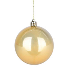 Imagem de BOLA NATALINA DOURADA PEROLADA EM PLÁSTICO 8CM 2 PEÇAS - GRILLO - Grillo Ltda