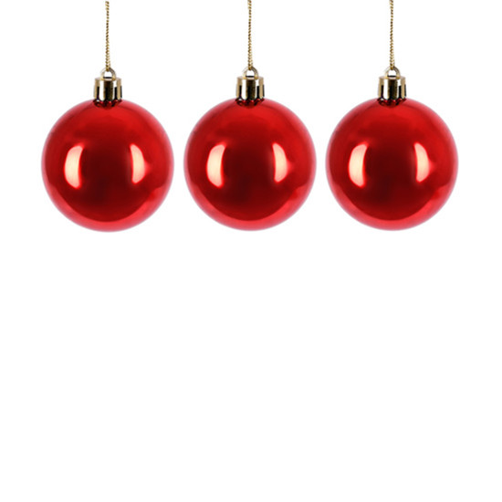 Imagem BOLA NATALINA VERMELHA DECORATIVA METALIZADA 6CM DE PLÁSTICO 3 PEÇAS - GRILLO